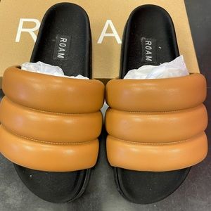 Roam Super Puff Slides Cognac Size 7.5